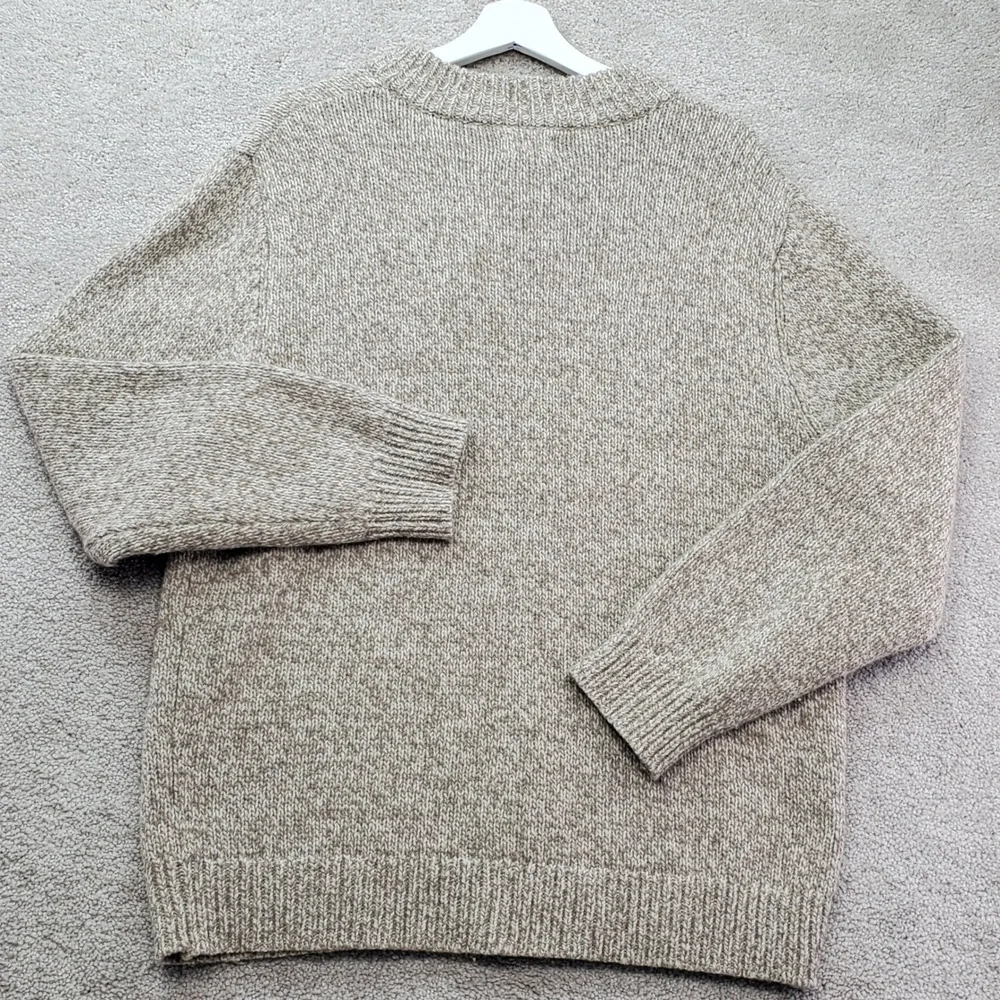 LL Bean Chunky Sweater Mens Large Tan Excellent Lambswool Knit 285174 Gorpcore